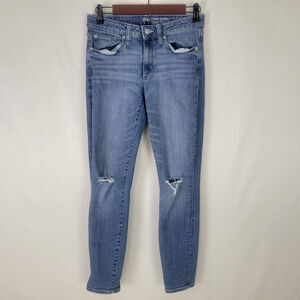 Gap Jeans Womens 6 Blue Low Rise Curvy Skinny Leg Distressed Medium Wash‎ Denim